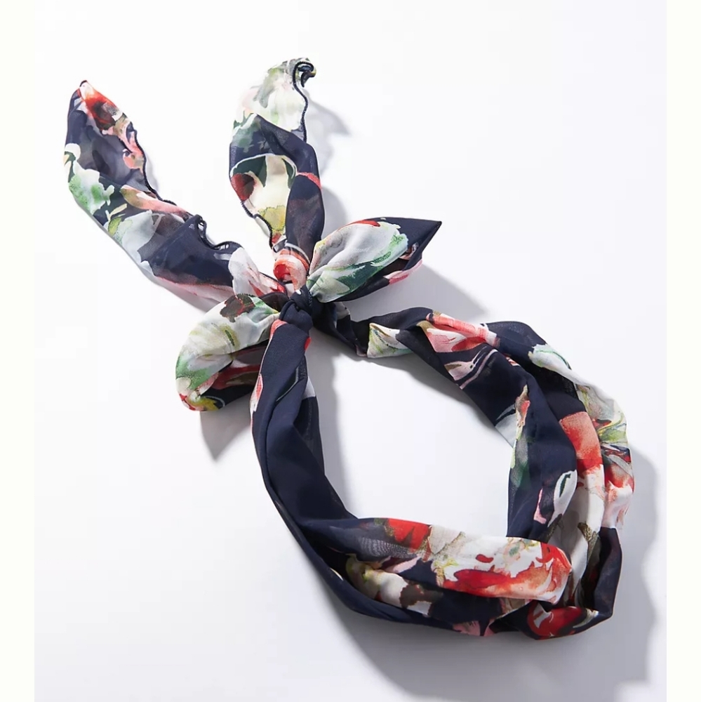 Anthropologie Bridgette Scarf Headband-navy floral